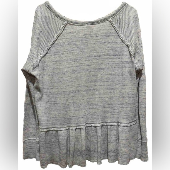 We the Free People Waffle Thermal Snap Coastline Peplum Blouse Small - Picture 4 of 7
